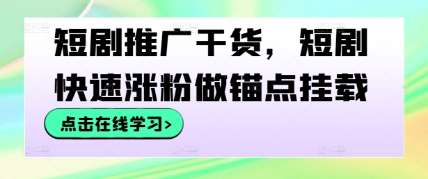 短剧推广干货，短剧快速涨粉做锚点挂载-梦想波浪