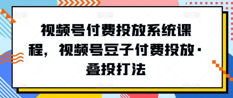 视频号付费投放系统课程，视频号豆子付费投放·叠投打法-梦想波浪