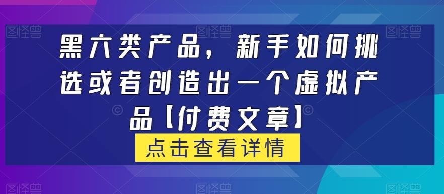 黑六类虚拟产品，新手如何挑选或者创造出一个虚拟产品【付费文章】-梦想波浪