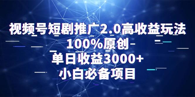 视频号短剧推广2.0高收益玩法,100%原创,单日收益3000+,小白必备项目-梦想波浪