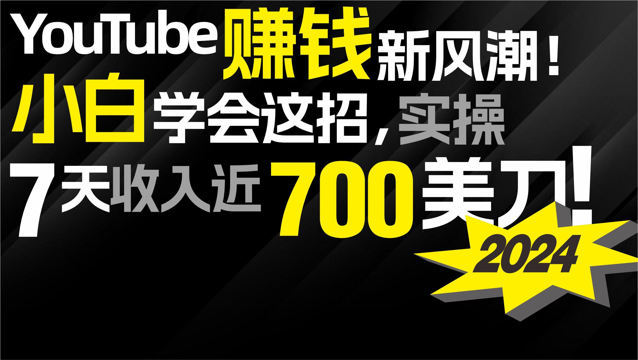 (9647期)2024 YouTube赚钱新风潮!小白学会这招,7天收入近7百美金!-梦想波浪