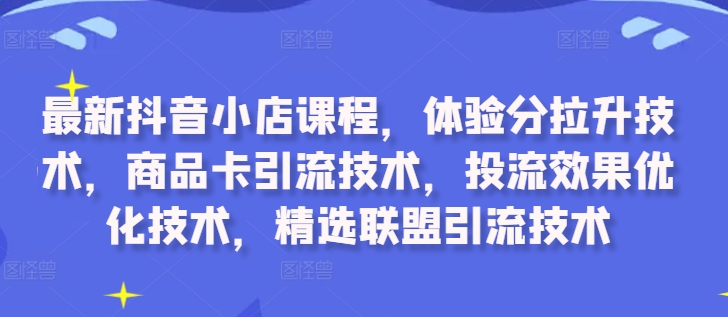 最新抖音小店课程，体验分拉升技术，商品卡引流技术，投流效果优化技术，精选联盟引流技术-梦想波浪