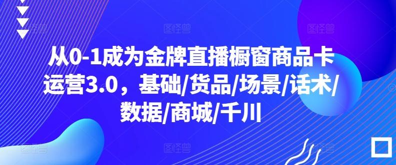 从0-1成为金牌直播橱窗商品卡运营3.0，基础/货品/场景/话术/数据/商城/千川-梦想波浪
