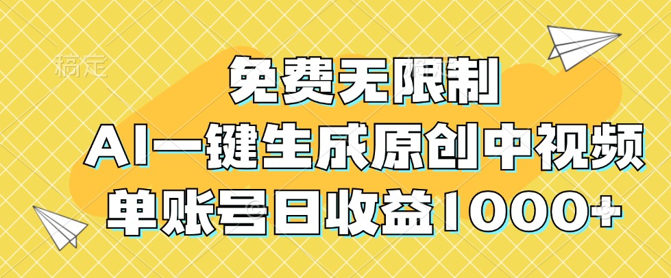 免费无限制,AI一键生成原创中视频,单账号日收益1000+-梦想波浪