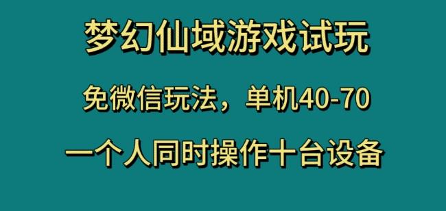 梦幻仙域游戏试玩，免微信玩法，单机40-70，一个人同时操作十台设备【揭秘】-梦想波浪