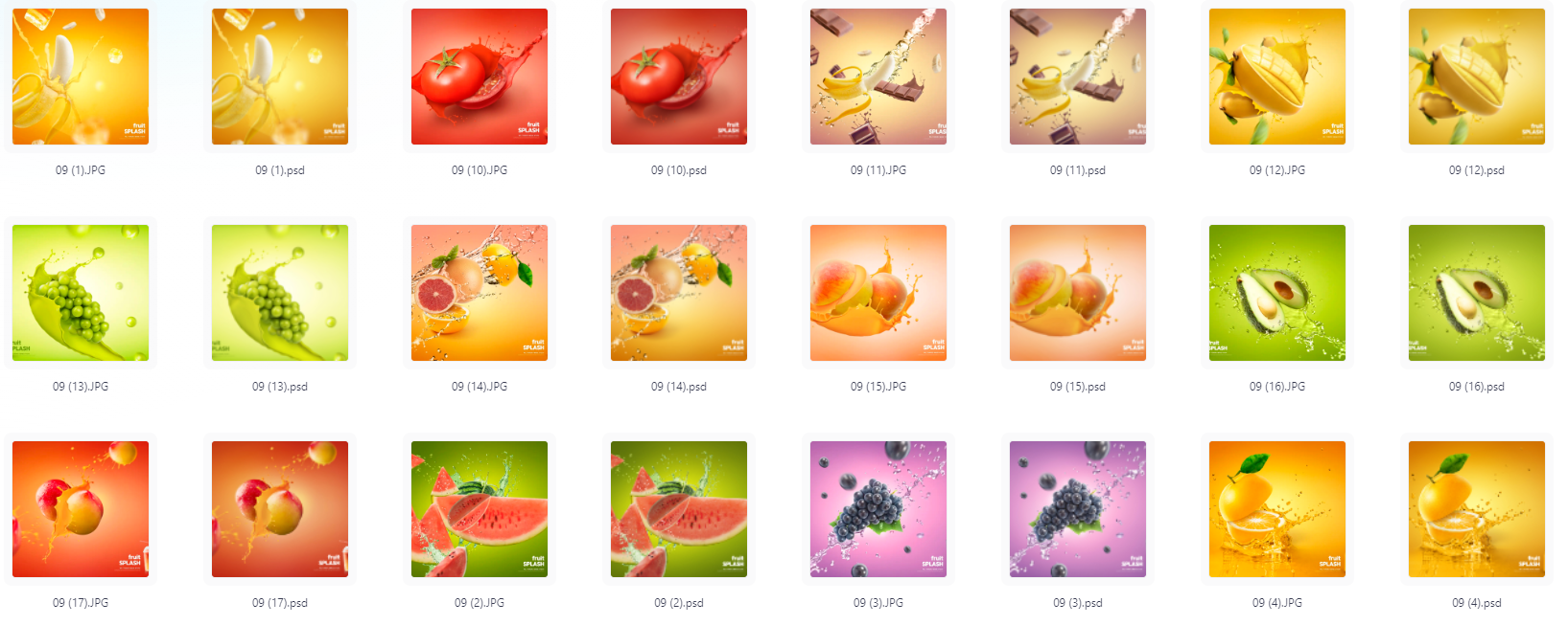 餐饮水果PS模版设计素材17款-梦想波浪