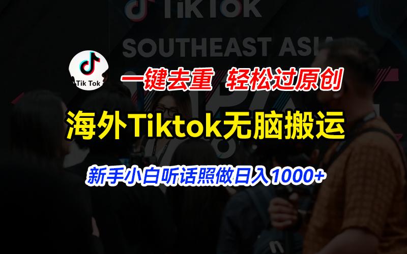 海外Tiktok短视频无脑搬运,一键去重轻松过原创,新手小白听话照做日入...-梦想波浪