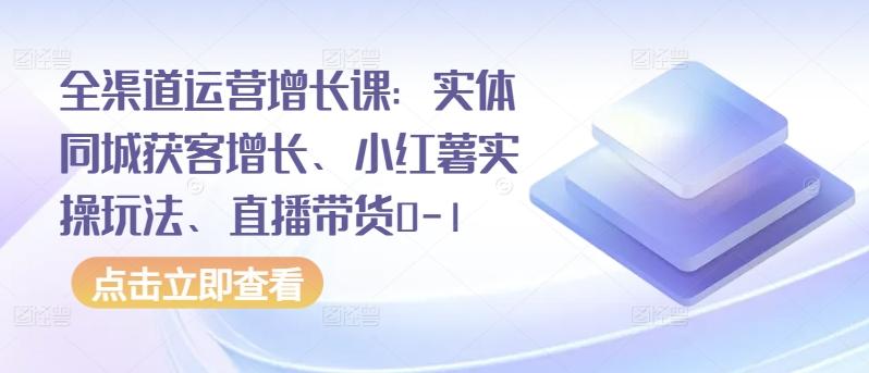 全渠道运营增长课：实体同城获客增长、小红薯实操玩法、直播带货0-1-梦想波浪