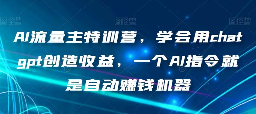 AI流量主特训营，学会用chatgpt创造收益，一个AI指令就是自动赚钱机器-梦想波浪