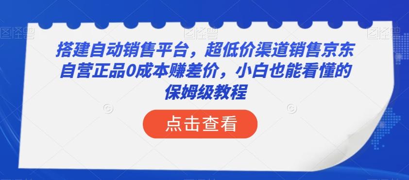 搭建自动销售平台，超低价渠道销售京东自营正品0成本赚差价，小白也能看懂的保姆级教程【揭秘】-梦想波浪