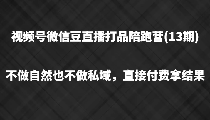 视频号微信豆直播打品陪跑(13期)，不做不自然流不做私域，直接付费拿结果-梦想波浪