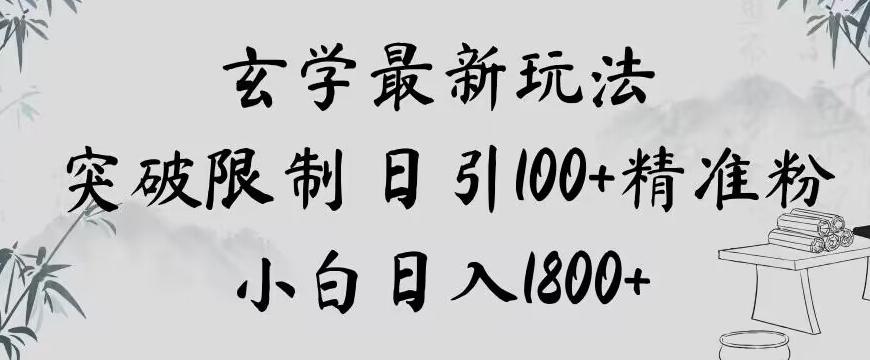 玄学新玩法，突破限制，日引100+精准粉，小白日入1800+【揭秘】-梦想波浪