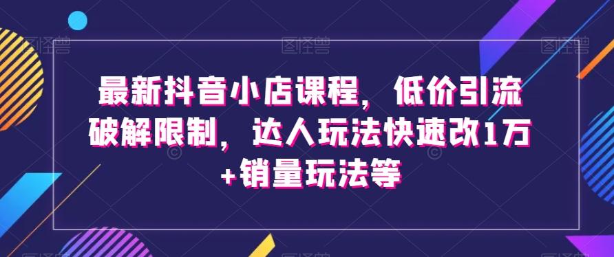 最新抖音小店课程，低价引流破解限制，达人玩法快速改1万+销量玩法等-梦想波浪