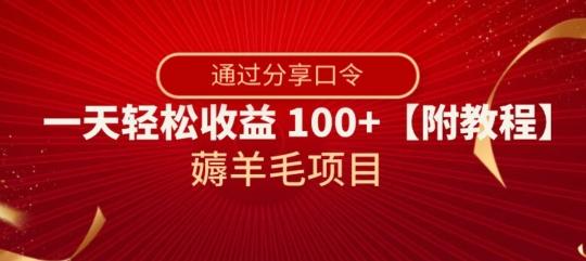 薅羊毛项目，靠分享口令，一天轻松收益100+【附教程】【揭秘】-梦想波浪