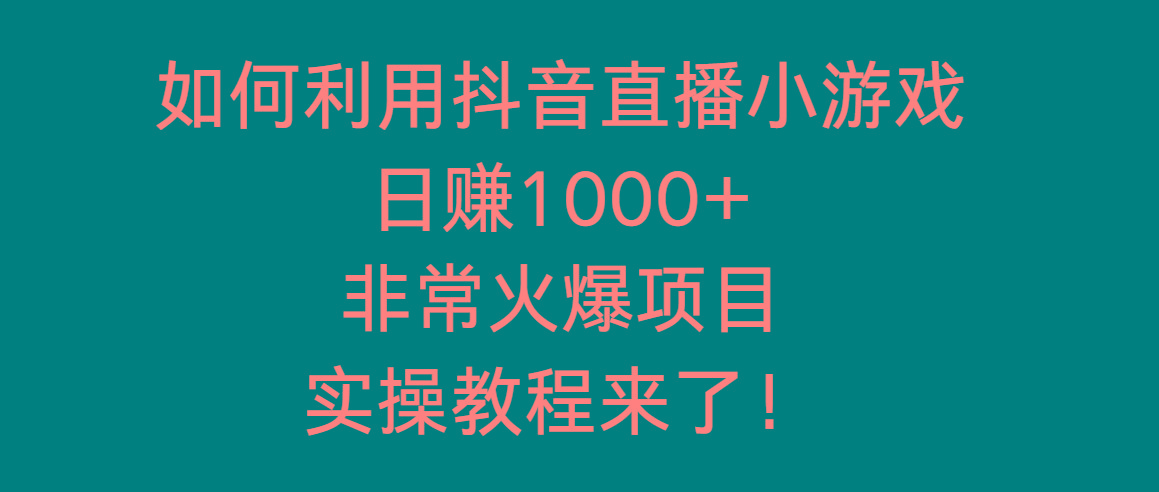 如何利用抖音直播小游戏日赚1000+，非常火爆项目，实操教程来了！-梦想波浪