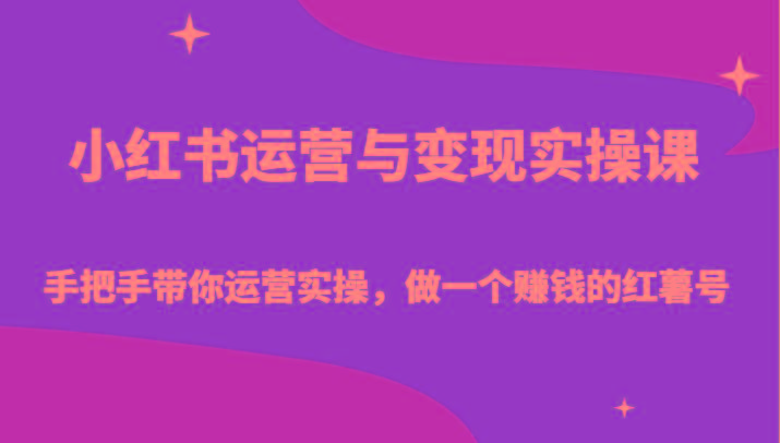 小红书运营与变现实操课-手把手带你运营实操，做一个赚钱的红薯号-梦想波浪
