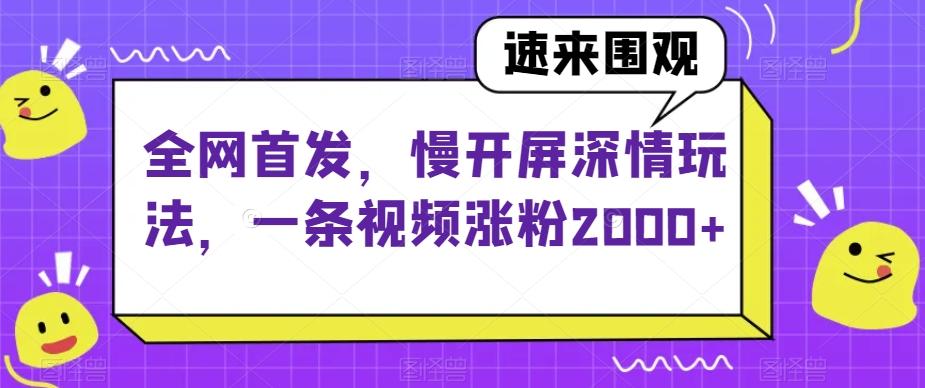 全网首发，慢开屏深情玩法，一条视频涨粉2000+【揭秘】-梦想波浪