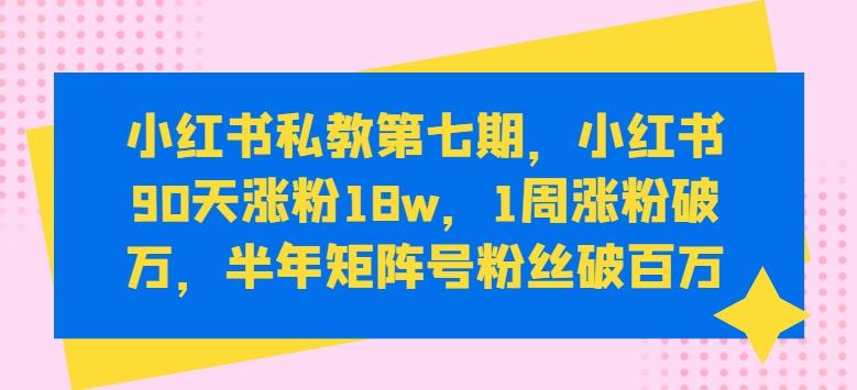 小红书私教第七期，小红书90天涨粉18w，1周涨粉破万，半年矩阵号粉丝破百万-梦想波浪