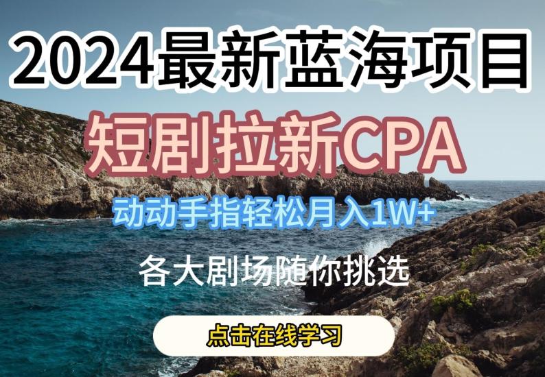 2024最新蓝海项日，短剧拉新CPA，动动手指轻松月入1W，全各大剧场随你挑选【揭秘】-梦想波浪