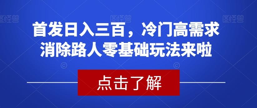 首发日入三百,冷门高需求消除路人零基础玩法来啦【揭秘】-梦想波浪