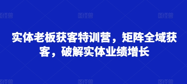 实体老板获客特训营,矩阵全域获客,破解实体业绩增长-梦想波浪