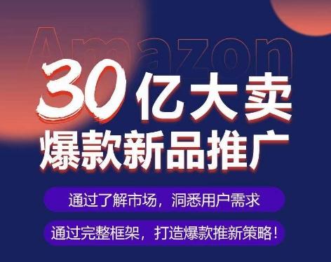 亚马逊·30亿大卖爆款新品推广，可复制、全程案例实操的爆款推新SOP-梦想波浪