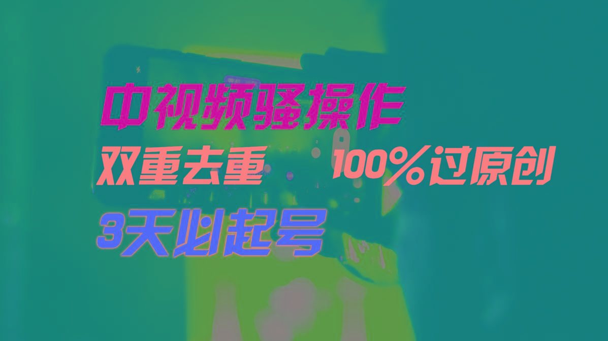 中视频骚操作，双重去重100%过原创，3天比必起号，简单无脑，月入3W+-梦想波浪