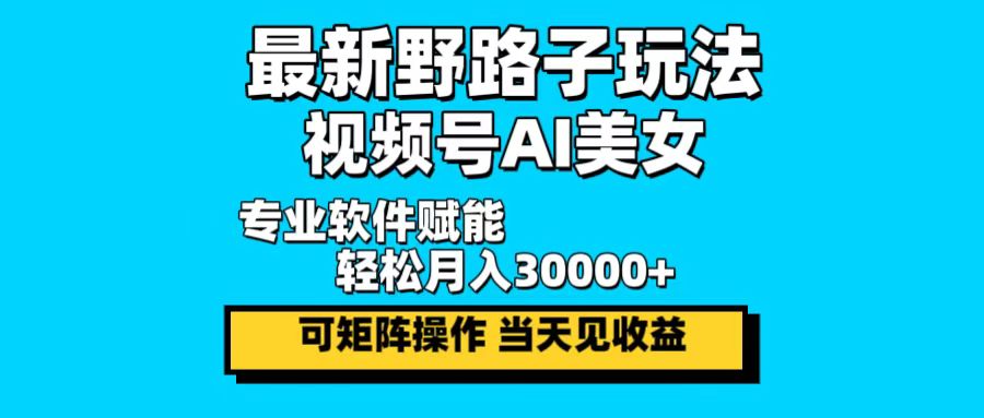 最新野路子玩法，视频号AI美女，当天见收益，轻松月入30000＋-梦想波浪