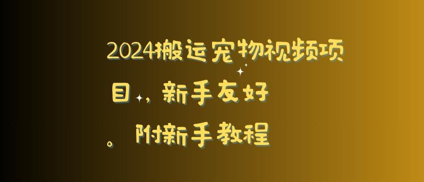 2024搬运宠物视频项目，新手友好，完美去重，附新手教程【揭秘】-梦想波浪