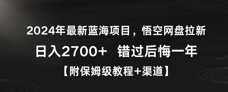 2024年最新蓝海项目,悟空网盘拉新,日入2700+错过后悔一年【附保姆级教程+渠道】【揭秘】-梦想波浪