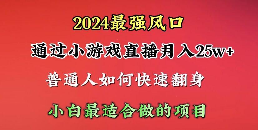 (10020期)2024年最强风口，通过小游戏直播月入25w+单日收益5000+小白最适合做的项目-梦想波浪