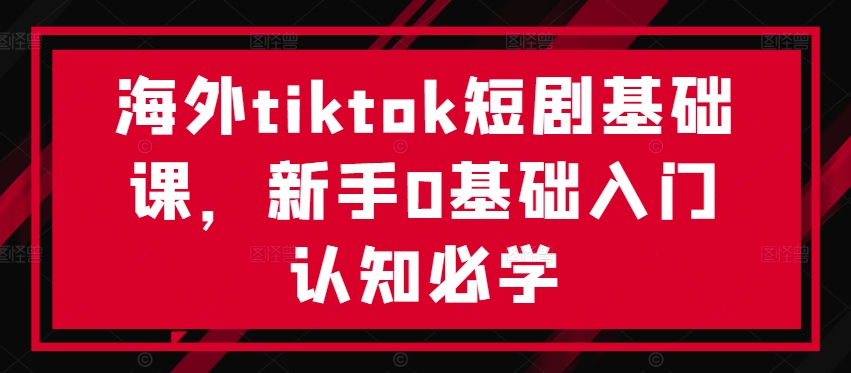 海外tiktok短剧基础课，新手0基础入门认知必学-梦想波浪