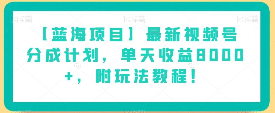 【蓝海项目】最新视频号分成计划，单天收益8000+，附玩法教程！-梦想波浪