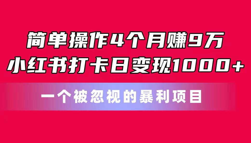 简单操作4个月赚9万！小红书打卡日变现1000+！一个被忽视的暴力项目-梦想波浪