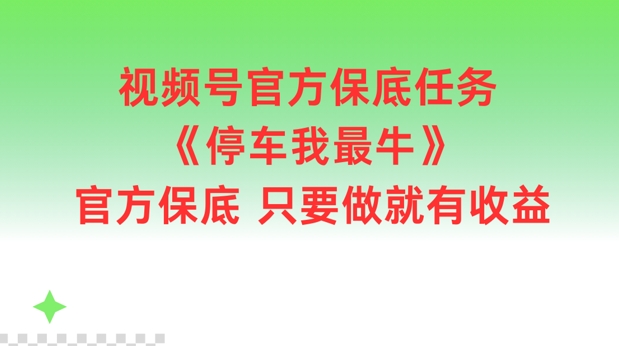 视频号官方保底任务，停车我最牛，官方保底只要做就有收益【揭秘】-梦想波浪