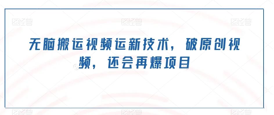 无脑搬运视频运新技术，破原创视频，还会再爆项目-梦想波浪
