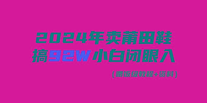 (9329期)2024年卖莆田鞋，搞了92W，小白闭眼操作！-梦想波浪