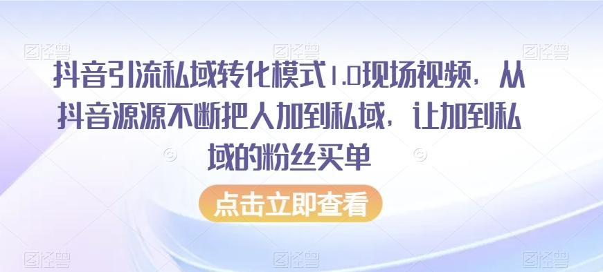 抖音引流私域转化模式1.0现场视频,从抖音源源不断把人加到私域,让加到私域的粉丝买单-梦想波浪