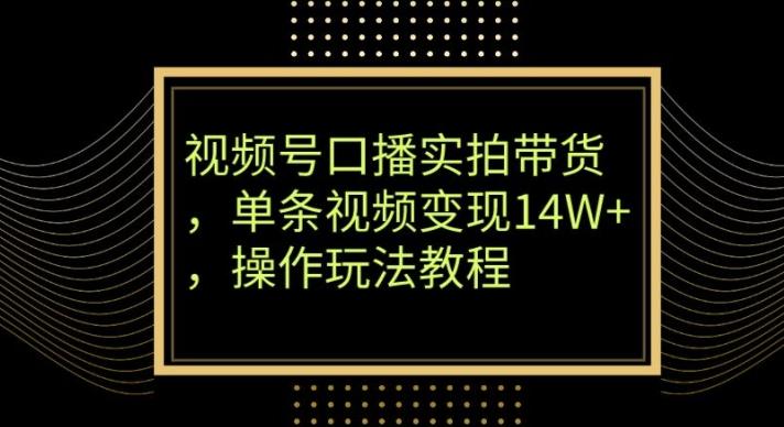 视频号口播实拍带货,单条视频变现14W+,操作玩法教程-梦想波浪