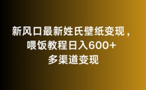 新风口最新姓氏壁纸变现，喂饭教程日入600+【揭秘】-梦想波浪