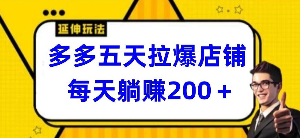多多五天拉爆店铺，每天躺赚200+【揭秘】-梦想波浪