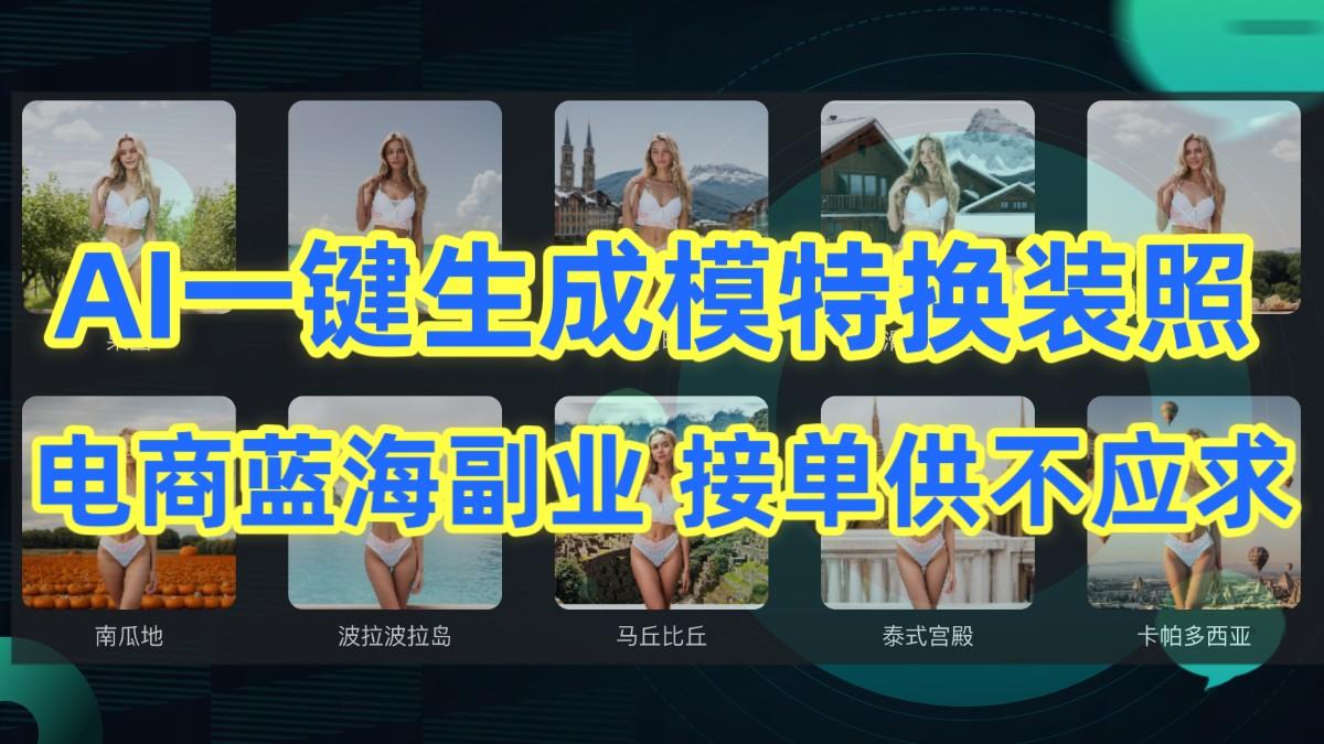 AI制作一键生成模特换装照,电商蓝海副业,接单供不应求-梦想波浪