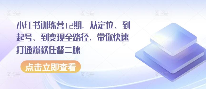 小红书训练营12期，从定位、到起号、到变现全路径，带你快速打通爆款任督二脉-梦想波浪