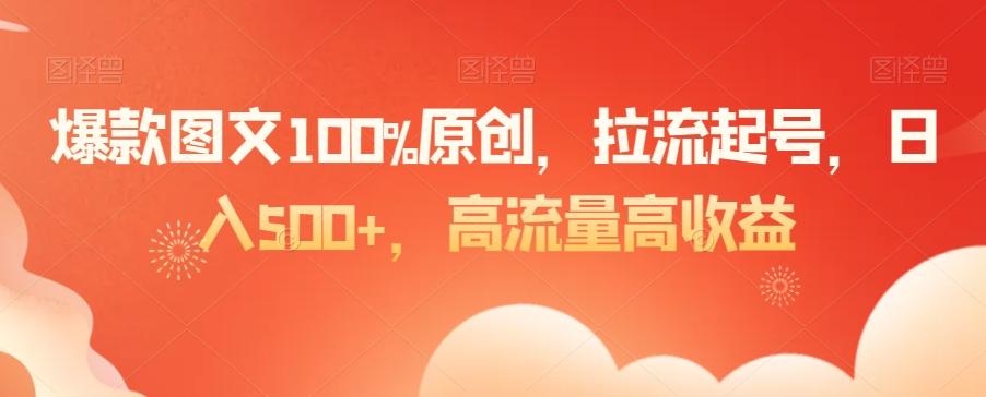 爆款图文100%原创，拉流起号，日入500+，高流量高收益【揭秘】-梦想波浪