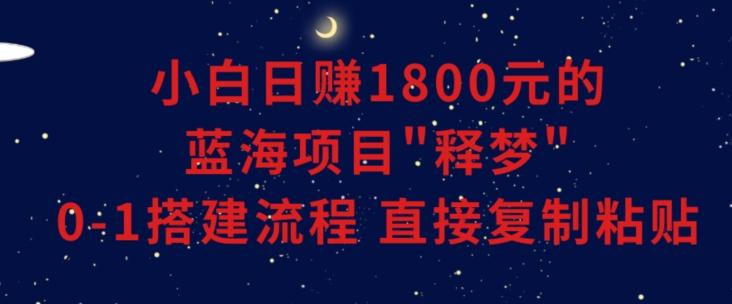 小白能日赚1800元的蓝海项目”释梦”0-1搭建流程可直接复制粘贴长期做【揭秘】-梦想波浪