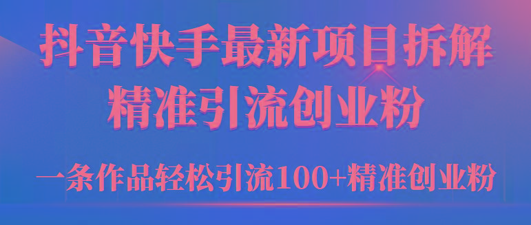 (9447期)2024年抖音快手最新项目拆解视频引流创业粉，一天轻松引流精准创业粉100+-梦想波浪