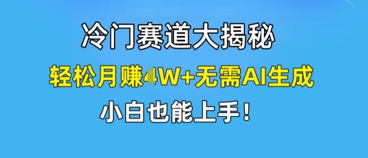 冷门赛道大揭秘，轻松月赚1W+无需AI生成，小白也能上手【揭秘】-梦想波浪