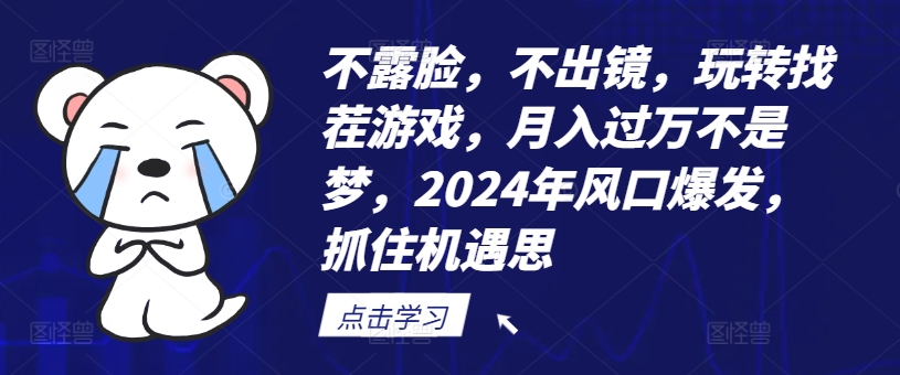 不露脸，不出镜，玩转找茬游戏，月入过万不是梦，2024年风口爆发，抓住机遇【揭秘】-梦想波浪
