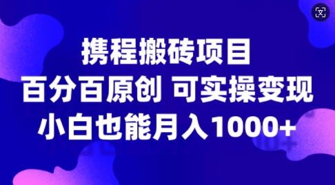 携程搬砖项目,百分百原创,可实操变现,新手小白月入1k+【揭秘】-梦想波浪