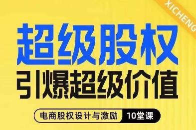 超级股权引爆超级价值，电商股权设计与激励10堂线上课-梦想波浪